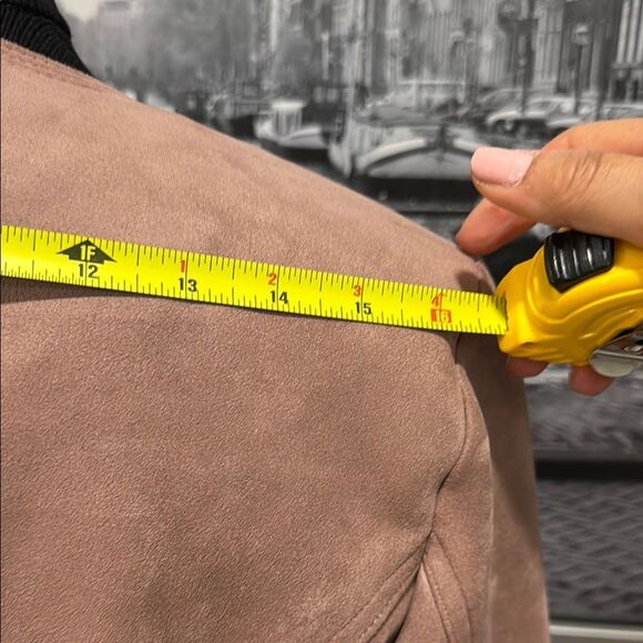 Haute Monde Women Jacket Moto Large Light Blush Pink Full Zip Stretch Faux Suede - Picture 3 of 7